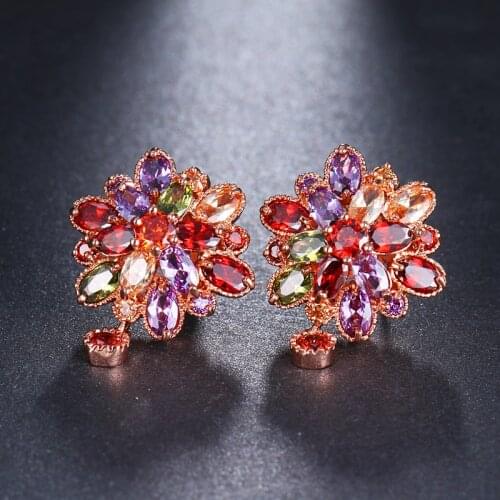 2 Colors Mognolia Wilsonii Fashion High Quality Crystal Female Design Jewelry Zircon Stud Earring for Women Wedding Party Gift