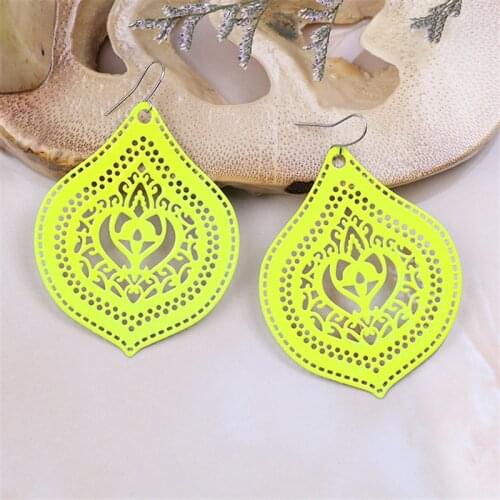 Filigree Silhouette Candy Colors Drop Earrings for Women Girls Trendy Teardrop Dainty Geometric Earrings Spring Summer Jewelry