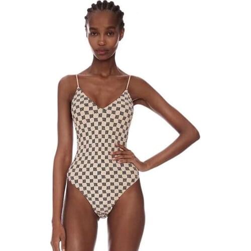 Women Sexy Fashion High Streetwear Monogram Camisole Bodysuits Skinny Slim Mstyle Backless Beach Swimsuit Top Corsets Bodysuits