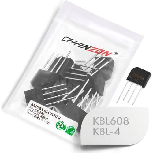 10 Pcs KBL608 Bridge Rectifier Diode 6A 800V KBL-4 (SIP-4) Single Phase Full Wave 6 Amp 800 Volt KBL 608 Silicon