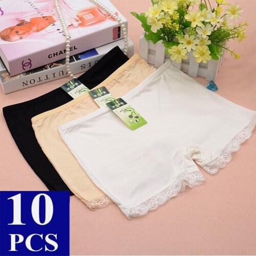 10pcs Lace Safety Short Pants Women Solid 2021 Mid Rise Hip Lift Seamless Shorts for Women Oanties Model Leggings Lingerie Femme