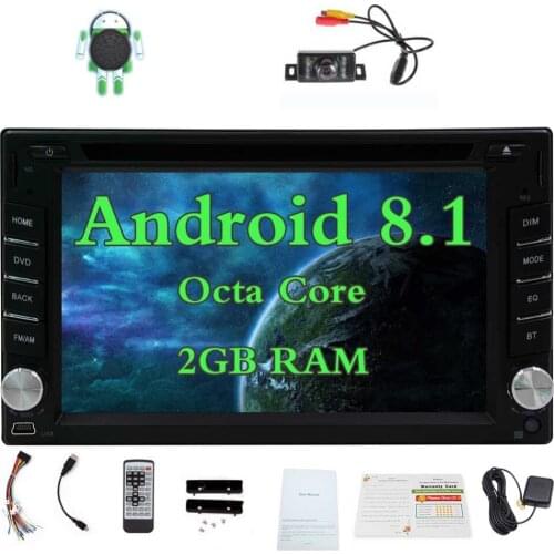 1080P WIFI 3G/4G GPS 2GB RAM 32GB ROM Navigation Steering Wheeling Control Bluetooth Rear Camera Android 8.1 Double DIN 6.2 Inch