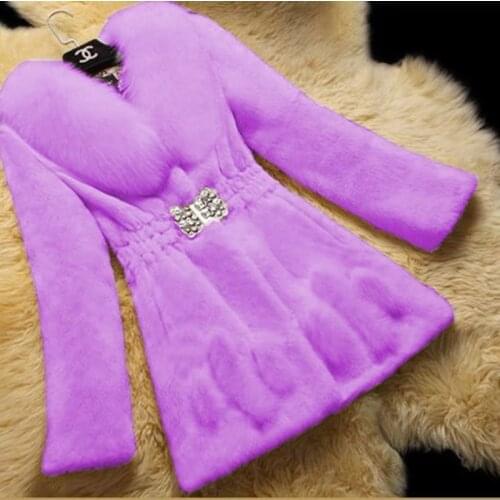 2021 Fashion Winter Faux Rabbit Fur Grass Jacket Womens Plus Size 5XL Warm Slim Mid-length Coat Female Winter Parkas Outwear