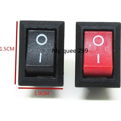 5Pcs Black/Red Push Button Switch 3A 250V KCD11 2Pin Snap-in On/Off Rocker Switch 10MM*15MM BLACK