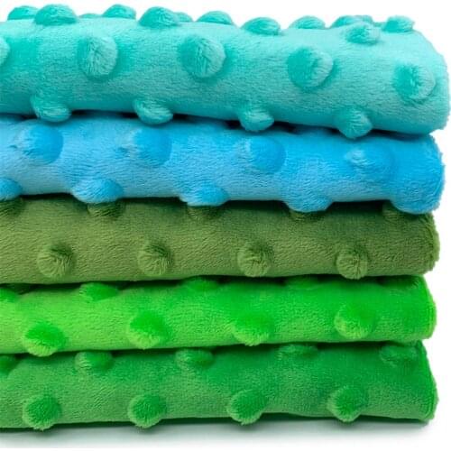 5 Pieces/Lot Pressure Super Soft Fabric Green Blue Set 45x45cm Minky Dot Fabric For Baby Blanket Diy Handmade Patchwork Cloth