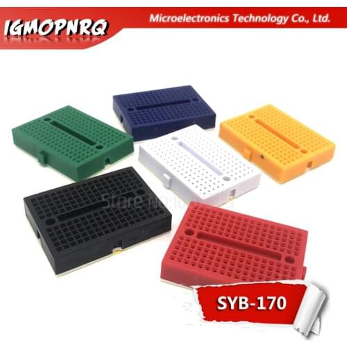 5PCS SYB-170 Solderless Breadboard Prototype Experiment Test Protoboard 170 Tie-Points 6 Colors to choose