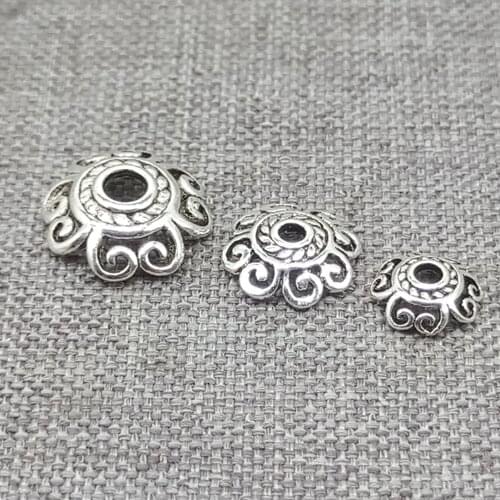 925 Sterling Silver Spiral Flower Bead Caps Bracelet Spacer 6mm 8mm 10mm 12mm