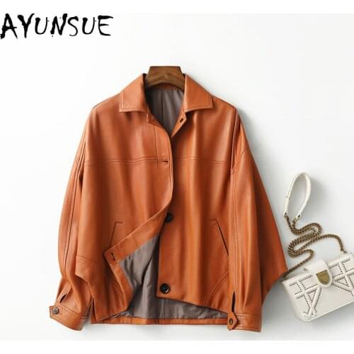 AYUNSUE 2021 Real Sheepskin Coat Women Clothes Casual Motorcycle Genuine Leather Coats and Jackets Korean Chaquetas Para Mujer