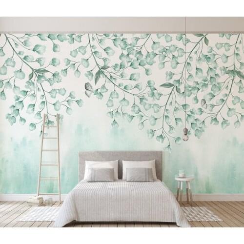 Beibehang custom Nordic minimalist green leaf Photo Mural wallpapers for Living Room 3D Wall Sticker background home improvement