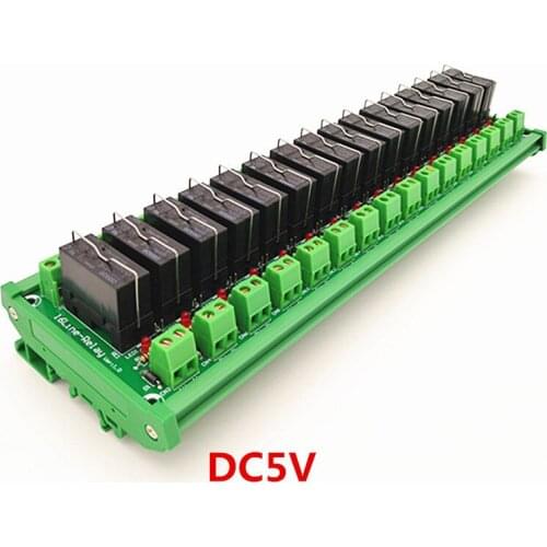 DIN Rail Mount 16 Channel SPDT 16A Power Relay Interface Module,G5RL-1-E 5VDC Relay