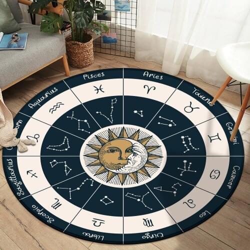 Twelve Constellation Art Circular Area Rug Baby Family Living Room Zodiac Horoscope Bedroom Bath Mat Rug Tatami Rug Carpet