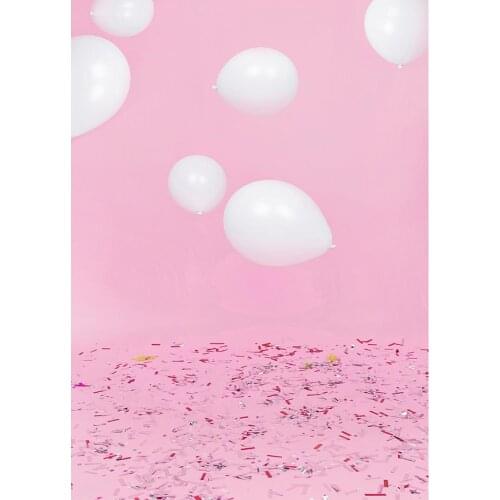 White Balloons Color Chip Pink Photography Backdrop for Vinyl Cloth Background for Wedding Baby Shower Photoshoot Fond Photo