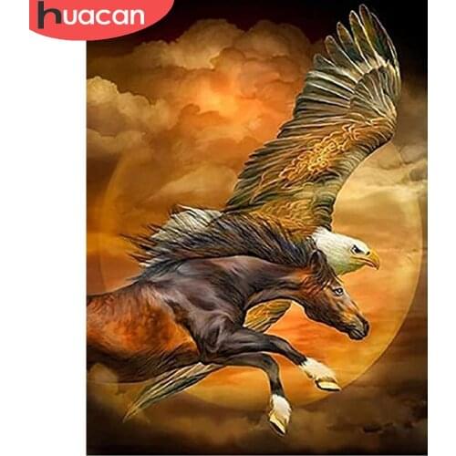 HUACAN Diamond Painting New Arrival Horse Eagle Full Square/round Mosaic Animal Moon Embroidery Home Decor Diamond Art
