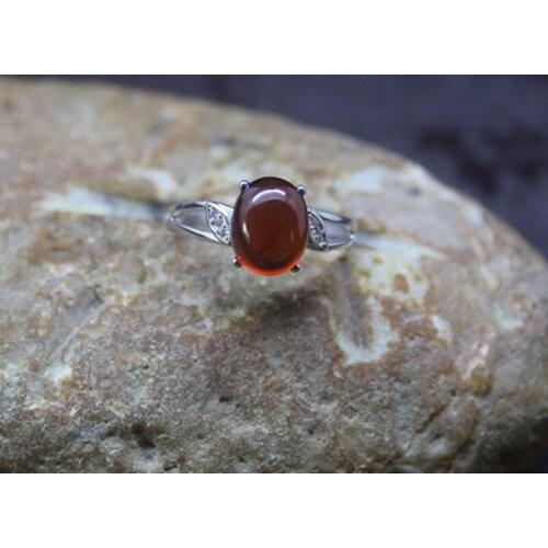 Wholesale New Fashion Euro-American Jewelry Special Classic Garnet 925 silver inlay Ring for Women concise namour Charm Gift