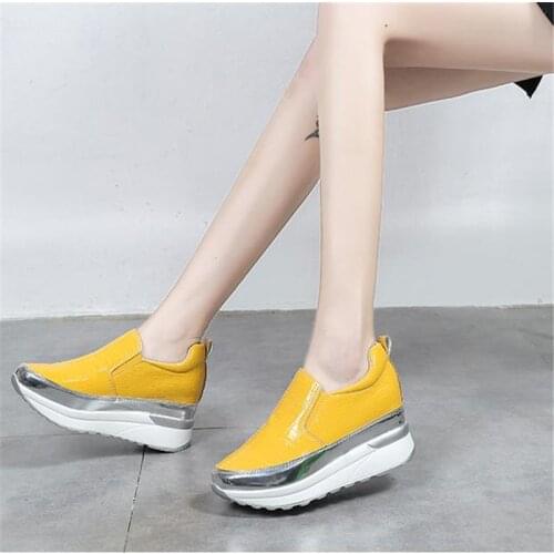 35--43 Women Slip Loafers Ladies Sewing Platform Vulcanized Shoes Woman Leather Fashion Casual Footwear Female Comfort Shoe