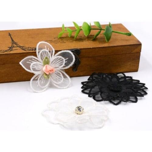 Fashion clothes patch embroidery DIY decoration small white stero flower lace applique