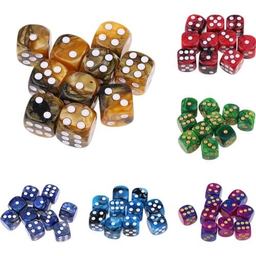 Set of 10 6 Sided Opaque D6 16mm Standard Dice Die 2 Mixed Color Dices