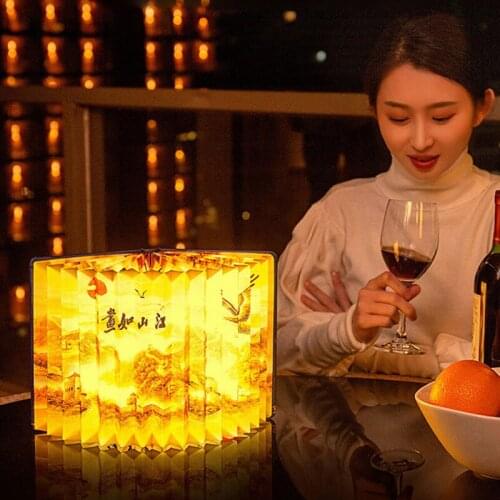 2020 New Fan-Shaped Book Light USB Intelligent Voice Remote Control Creative Gift Bedroom LED Eye Protection Folding Night Light