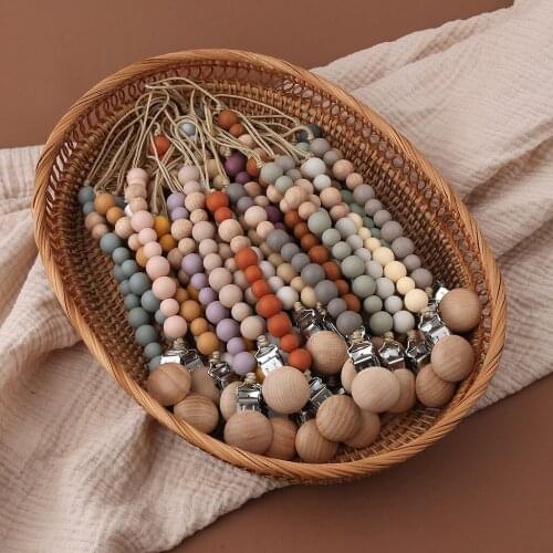 Baby Pacifier Clips Silicone Beads Pacifier Chain Infant Nipple Appease Soother Chain Clips Dummy Holder Nipple Clip