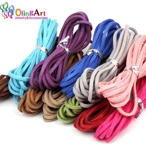 OlingArt 3*1.5mm 6M Flash Faux Suede Leather Cord Accessory women earrings Bracelet choker necklace DIY jewelry making 2019 New