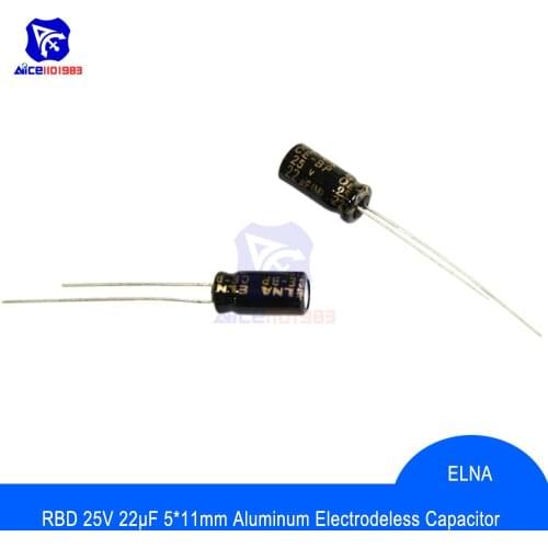 Diymore 10PCS/Lot Original ELNA Audio Capacitor RBD 25V 22μF Capacitance 5*11mm Aluminum Electrodeless Capacitor 25V22μF