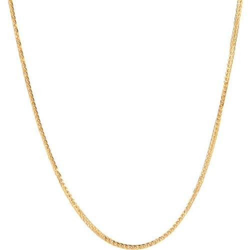18K Real Solid Yellow Gold Wheat Chain Necklace For Girls