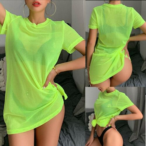 Sexy Women Bikini Cover Up Dress Perspective Mesh Swimsuit Cover-Ups Crochet Swimwear Beach Dress Summer Bathing Suit