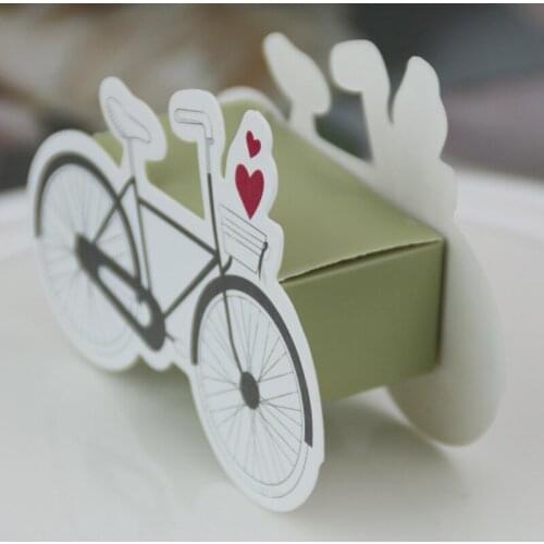 10pcs Bicycle Shape Dragee Candy Gift Box Wedding Party Favors Packaging Chocolate Cookie Cardboard Box Bonbonniere Gift Bags