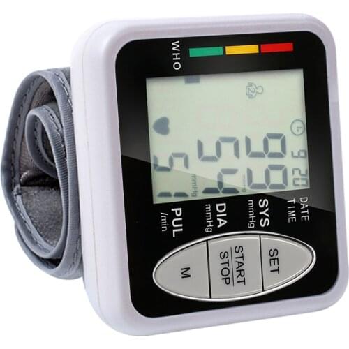 Portable Wrist Electronic Blood Pressure Monitor Automatic Large LCD Display For Home Light 2 Users 99 Groups Data Storage