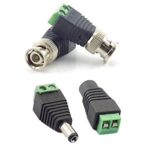 12V DC BNC Connector DC Power Male Female Plug Adapter CCTV Video Balun System Security Coax CAT5 for Camera LED strip J17