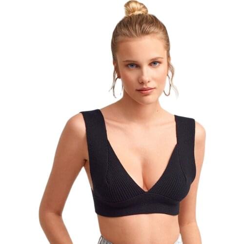 Sexy women crop tops sleeveless short cotton knitted bar Black Strap Bustier 2021 Summer Womens Crop Top топик женский