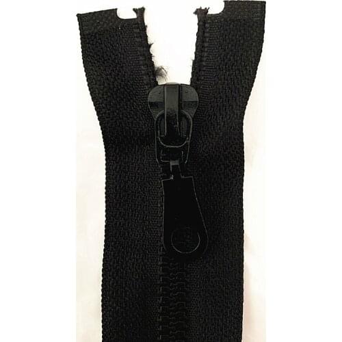 2pcs, 5 # 25cm (10inch) Black Detachable Resin Zipper with Open End Automatic Eco Lock Plastic Zipper for Sewing Suit