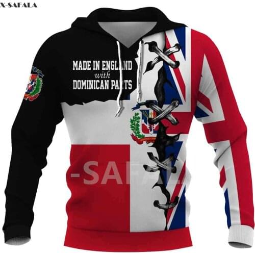 American Dominican Skull Country Map Flag 3D All Printed Hoodie Man Women Harajuku Zipper Pullover Sweatshirt Jacket