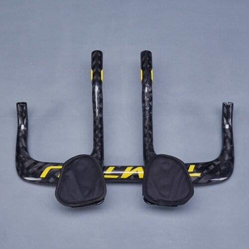 TOMTOU Carbon TT Handlebar Sets Bicycle TT Handlebar or Rest Handlebar Trial Triathlon Cycling Parts 12K Glossy Yellow