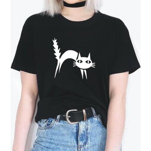 Funny Horror Fear Cat Women Tshirt Short Sleeve Casual Harajuku Tee Shirt Femme Plus Size T Shirt Women Tops Camisas De Mujer