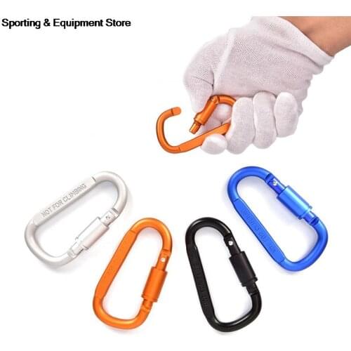 1pcs Outdoor Climbing D-shaped with Nut Hanging Buckle Aluminum Alloy Nut Buckle Fast Hanging Carabiner Buckle