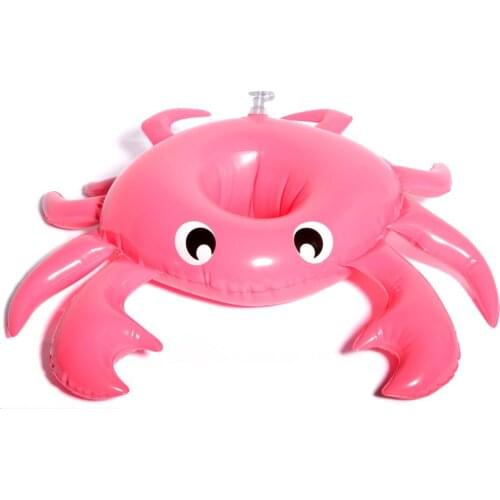 2021 Inflatable Crab Mini Pool Float Toys Drink Holder Cup Swimming Beach Water Bath Lifebuoy Swimming Ring Float Accessories