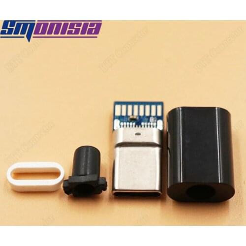 Smonisia 5pcs DIY Type C USB Male jack Plug Connector with PCB Board Plugs 4 in 1 Data Line Terminals for Phone