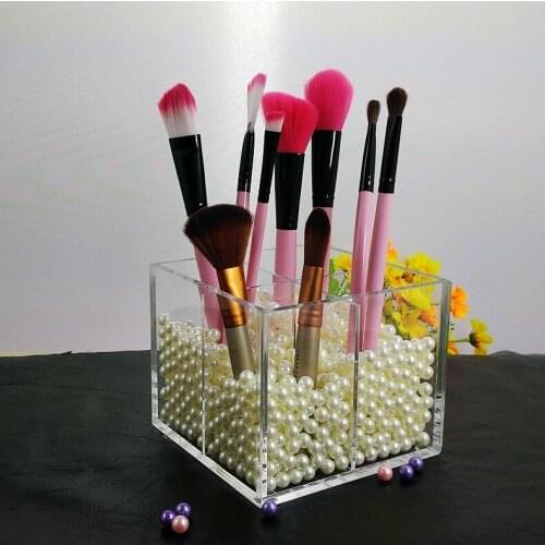 Acrylic 4 Grids Cosmetic Box Lipstick Holder Makeup organizer Brush Cotton Swab Case Jewelry Cosmetic Storage Box