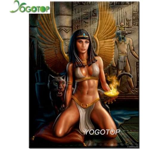 Queen of Egypt Diamond Embroidery Egyptian goddess 5D Diy Diamond Painting Full Drill Mosaic Black panther animal art YY1758