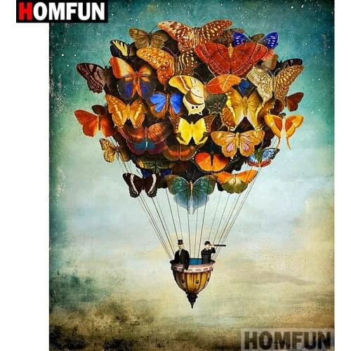 HOMFUN Full Square/Round Drill 5D DIY Diamond Painting "Butterfly balloon" Embroidery Cross Stitch 5D Home Decor Gift A14161