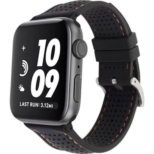 BEAFIRY Rubber Silicone for Apple Watch Band 40mm 44mm iWatch SE Series 6 5 4 3 38mm 42mm Waterproof Black Blue Red Brown Sport