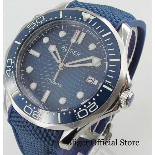 BLIGER Brand Sapphire Glass 41mm Mechancial Self Winding Mens Watch With Date Display Super luminous Bezel