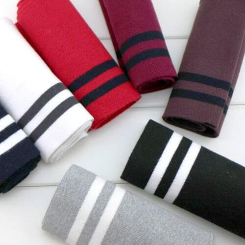 Buulqo New arrival 15-16cm Cotton knitted elastic strip cuff fabric DIY sewing uniform sweater cotton fabric