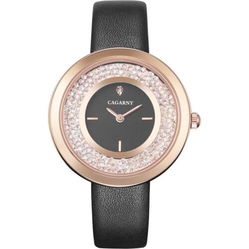 Cagarny Top Brand Fashion Ladies Watches Leather Female Quartz Watch Casual Watches Reloj Mujer Shining Crystal Relogio Feminino