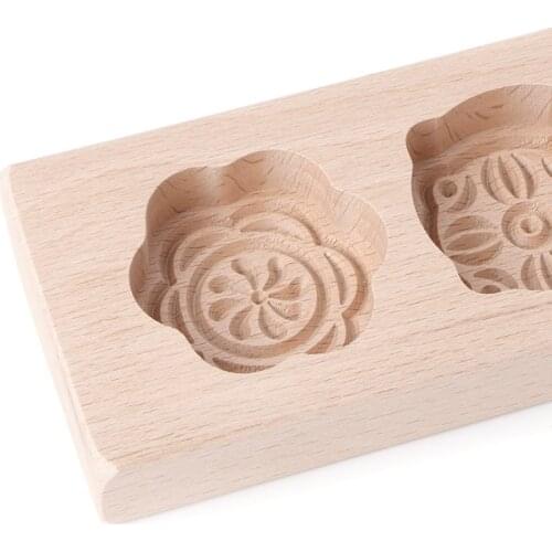 Wooden 4 Flower Muffin Mooncake Handmade Soap Mold Biscuit Chocolate Mould DIY E56C