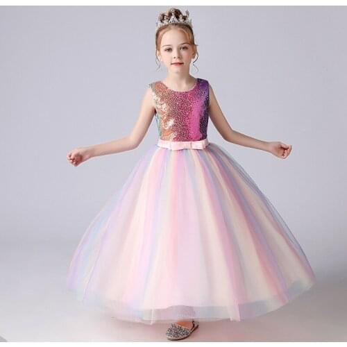 Children Dress 2021 The Dress For Girls Mesh Long Dress Costume Princess Dress Evening Wedding Dress Vestidos For 5-14 Age