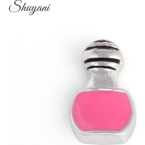 F211 Wholesale 20pcs/lot New Arrival Fashion Pink Perfume Bottle Charms Fit Glass Lockets Women Free Shipping LC109