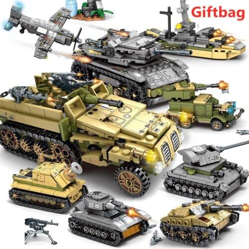 1061Pcs Military Iron Empire Tank Model DIY Building Blocks Sets Weapon War Chariot Army Soldiers Figures Educational Kids Toys