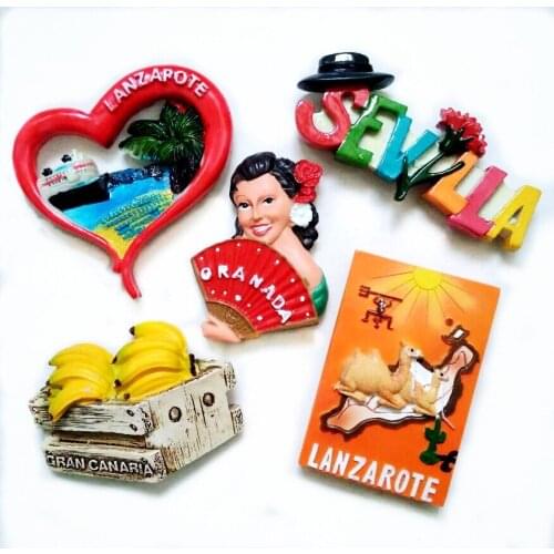 Handmade Painted Spain 3D Fridge Magnets World Tourism Souvenirs Refrigerator Magnetic Sticker Home Decoration